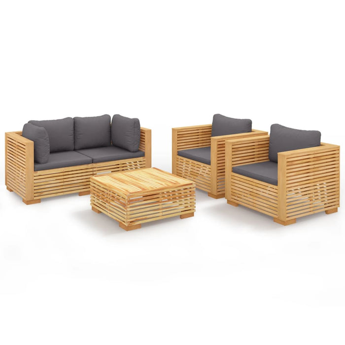 Set mobilier grădină cu perne, 5 piese, lemn masiv de tec - WALTI WALTI