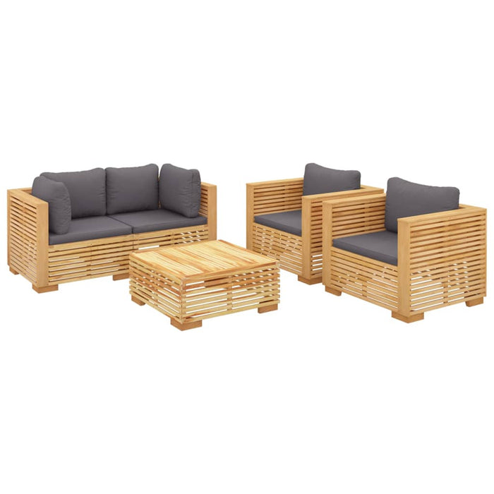 Set mobilier grădină cu perne, 5 piese, lemn masiv de tec - WALTI WALTI