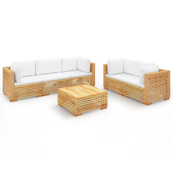 Set mobilier grădină cu perne, 6 piese, lemn masiv de tec WALTI