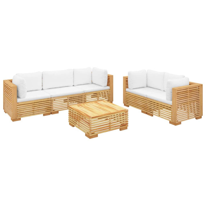 Set mobilier grădină cu perne, 6 piese, lemn masiv de tec WALTI
