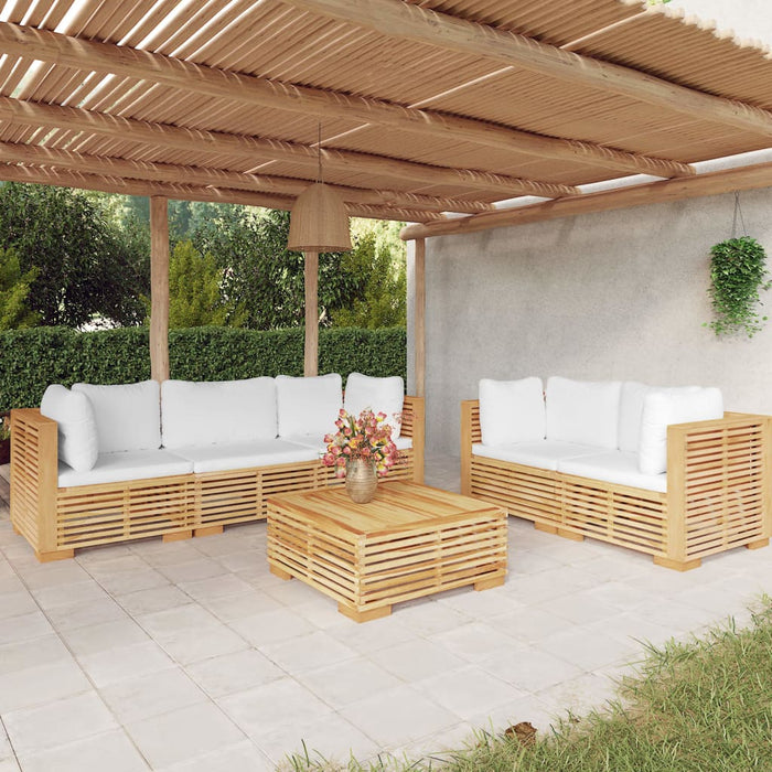 Set mobilier grădină cu perne, 6 piese, lemn masiv de tec WALTI