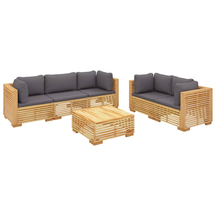 Set mobilier grădină cu perne, 6 piese, lemn masiv de tec WALTI