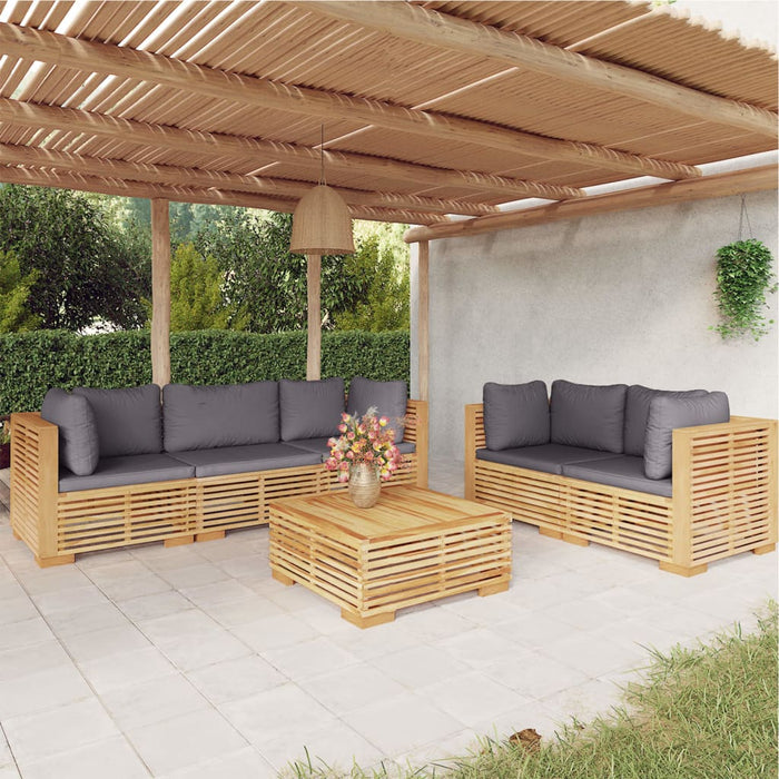 Set mobilier grădină cu perne, 6 piese, lemn masiv de tec WALTI
