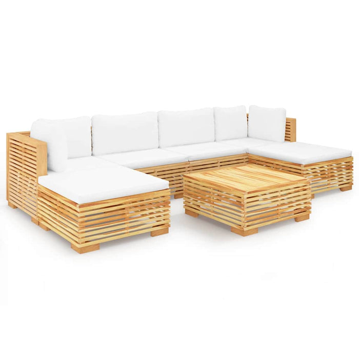 Set mobilier grădină cu perne, 7 piese, lemn masiv de tec WALTI