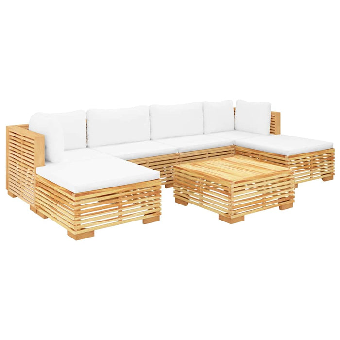 Set mobilier grădină cu perne, 7 piese, lemn masiv de tec WALTI