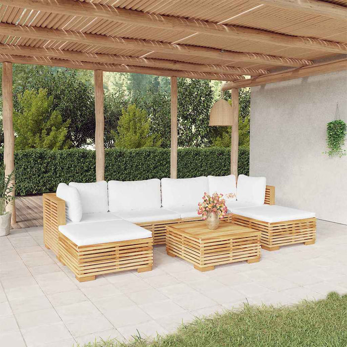 Set mobilier grădină cu perne, 7 piese, lemn masiv de tec WALTI