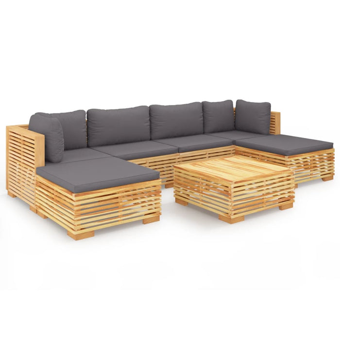 Set mobilier grădină cu perne, 7 piese, lemn masiv de tec WALTI