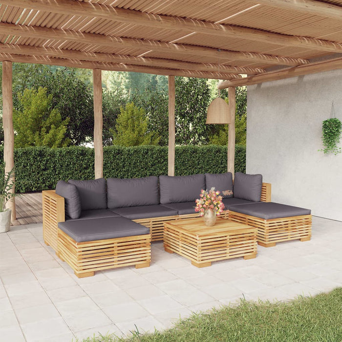 Set mobilier grădină cu perne, 7 piese, lemn masiv de tec WALTI