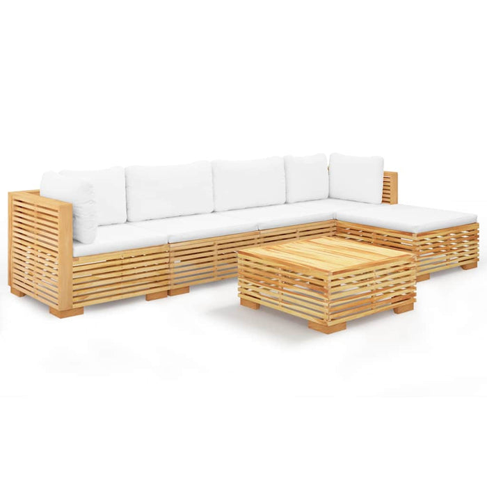 Set mobilier grădină cu perne, 6 piese, lemn masiv de tec WALTI