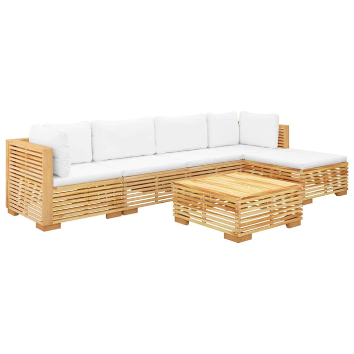 Set mobilier grădină cu perne, 6 piese, lemn masiv de tec WALTI