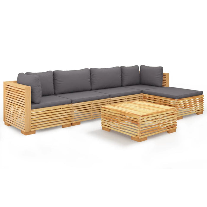Set mobilier grădină cu perne, 6 piese, lemn masiv de tec WALTI