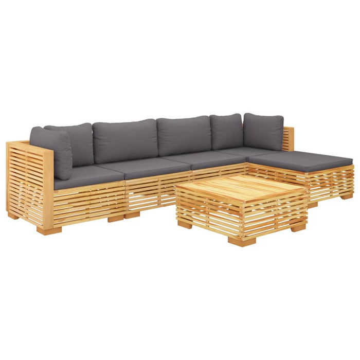 Set mobilier grădină cu perne, 6 piese, lemn masiv de tec WALTI