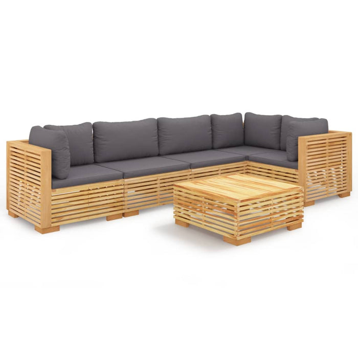 Set mobilier grădină cu perne, 6 piese, lemn masiv de tec WALTI