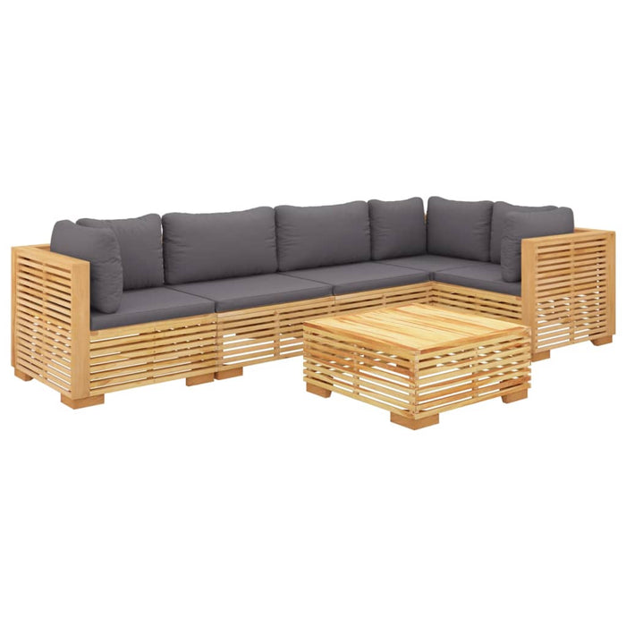 Set mobilier grădină cu perne, 6 piese, lemn masiv de tec WALTI