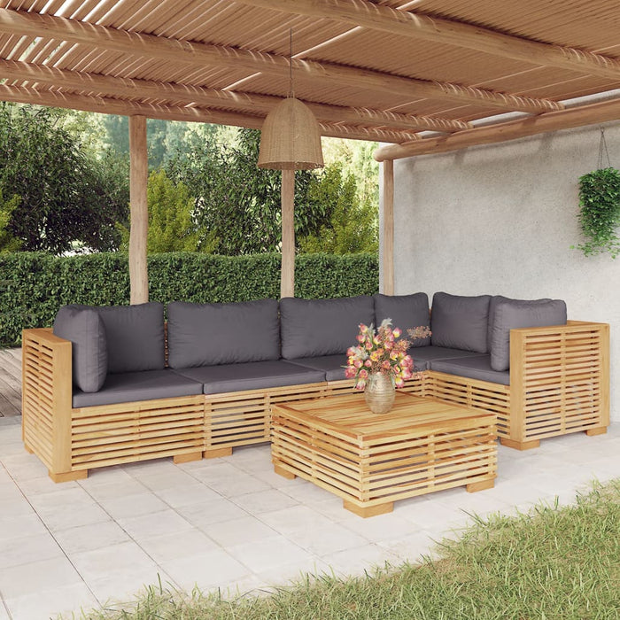 Set mobilier grădină cu perne, 6 piese, lemn masiv de tec WALTI