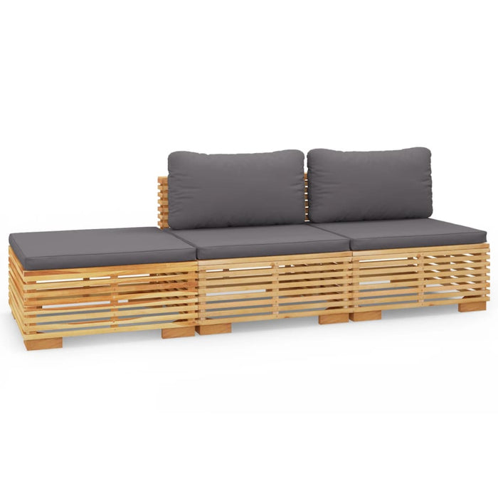 Set mobilier grădină cu perne, 3 piese, lemn masiv de tec WALTI