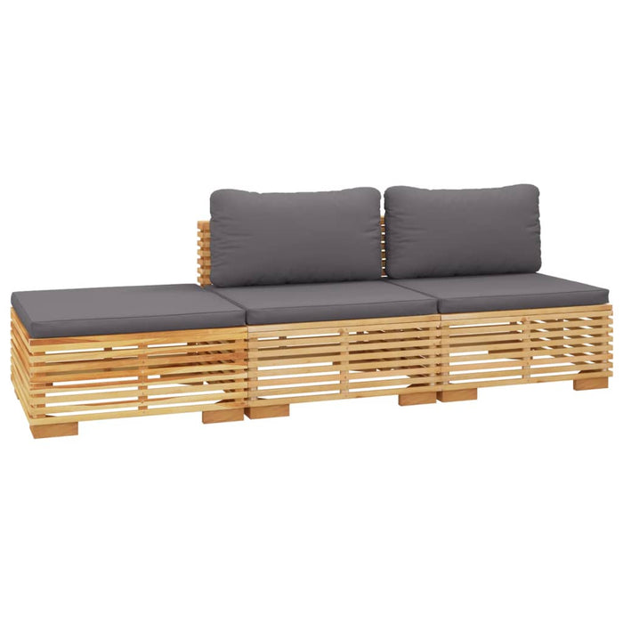 Set mobilier grădină cu perne, 3 piese, lemn masiv de tec WALTI