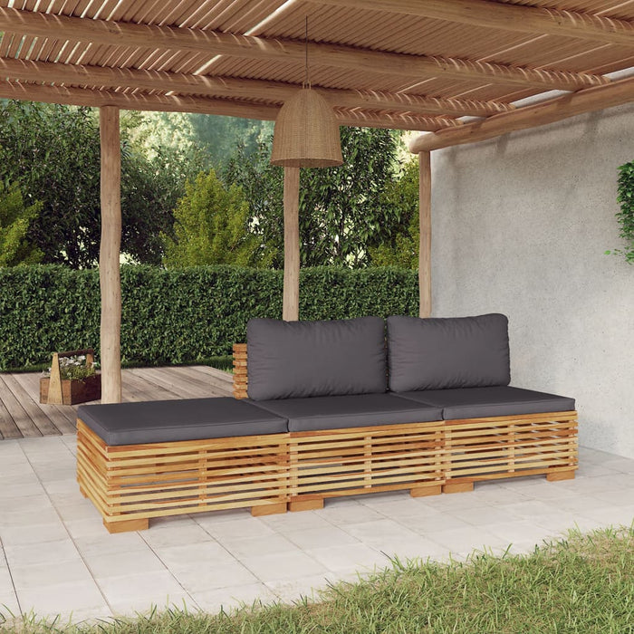 Set mobilier grădină cu perne, 3 piese, lemn masiv de tec WALTI