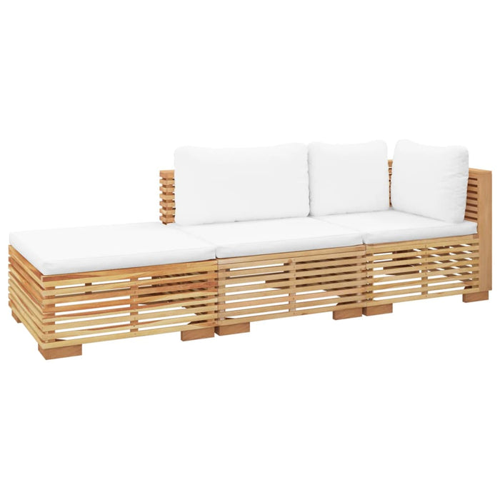 Set mobilier grădină cu perne, 3 piese, lemn masiv de tec WALTI