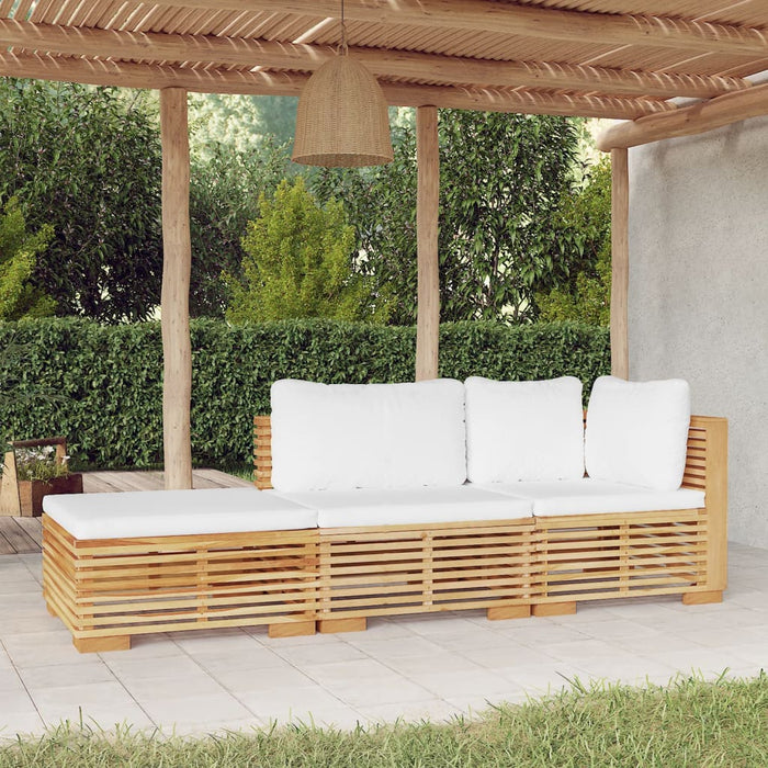 Set mobilier grădină cu perne, 3 piese, lemn masiv de tec WALTI