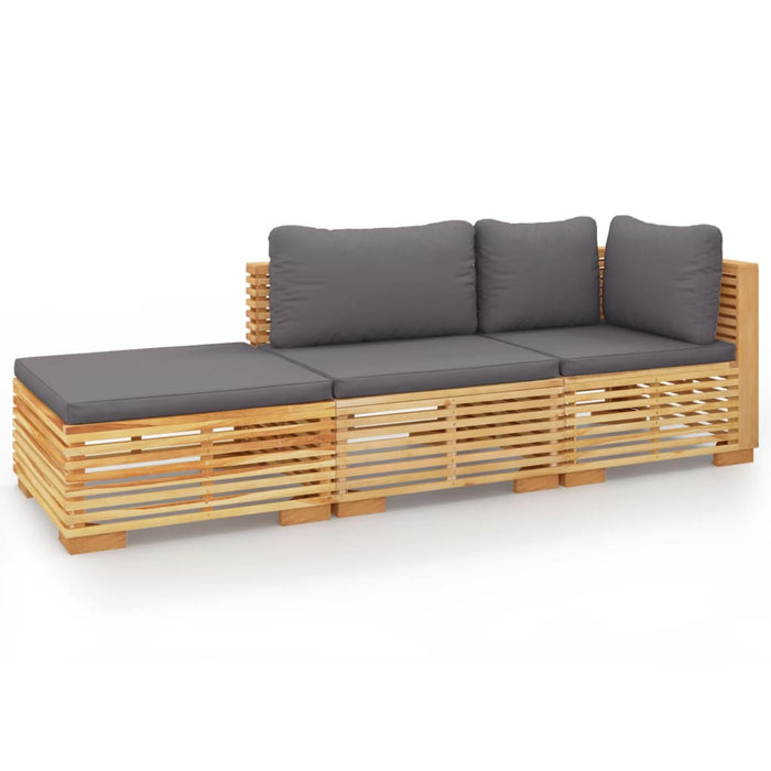 Set mobilier grădină cu perne, 3 piese, lemn masiv de tec WALTI