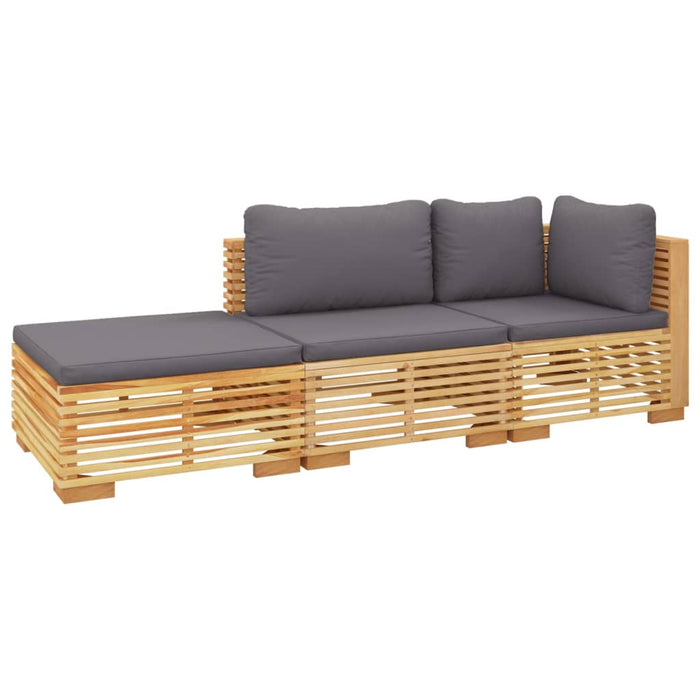 Set mobilier grădină cu perne, 3 piese, lemn masiv de tec WALTI