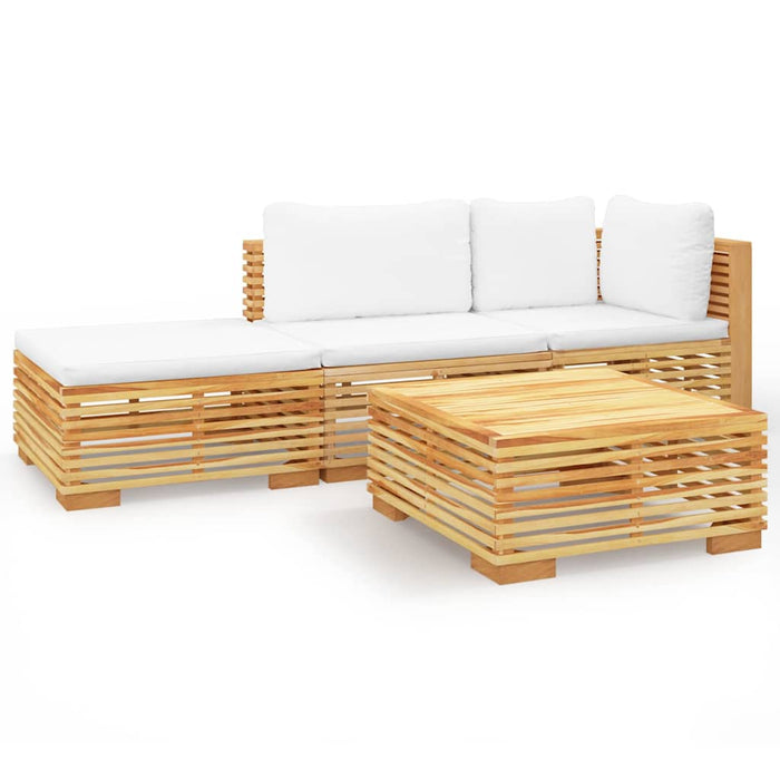 Set mobilier grădină cu perne, 4 piese, lemn masiv de tec WALTI