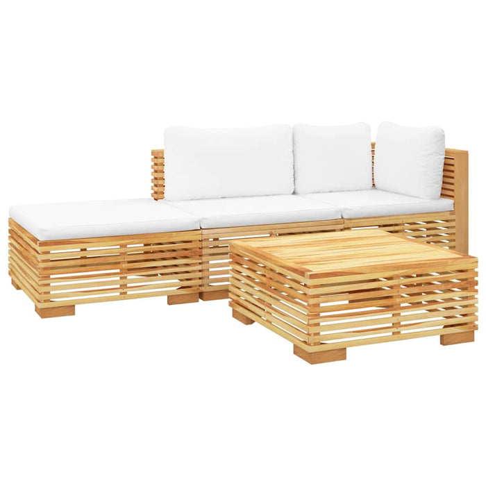 Set mobilier grădină cu perne, 4 piese, lemn masiv de tec WALTI