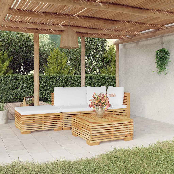 Set mobilier grădină cu perne, 4 piese, lemn masiv de tec WALTI