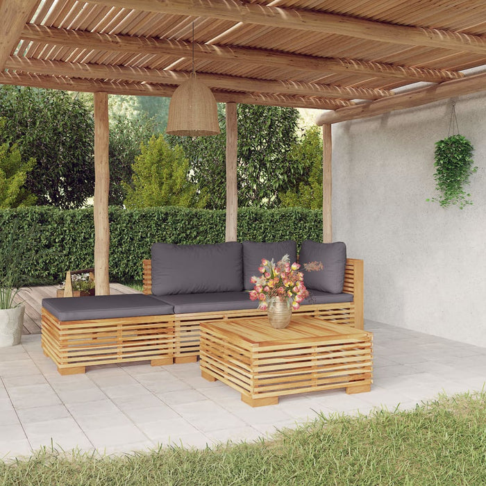 Set mobilier grădină cu perne, 4 piese, lemn masiv de tec WALTI