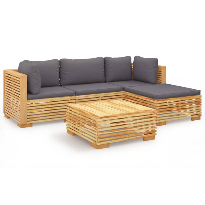 Set mobilier grădină cu perne, 5 piese, lemn masiv de tec WALTI