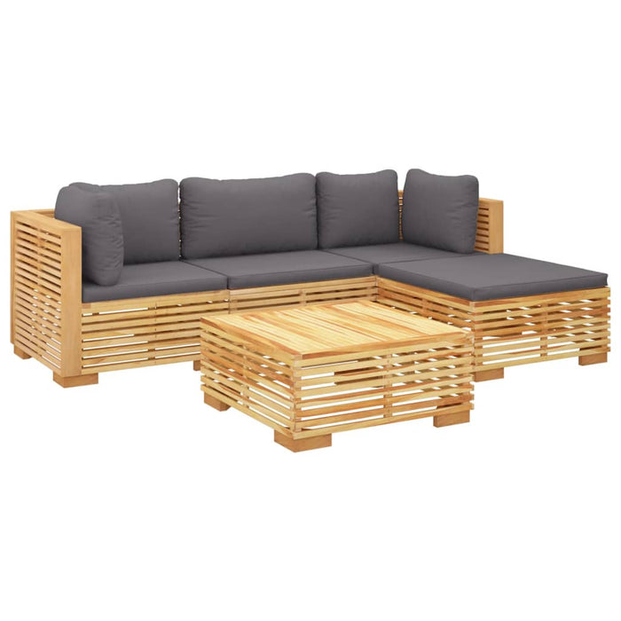 Set mobilier grădină cu perne, 5 piese, lemn masiv de tec WALTI