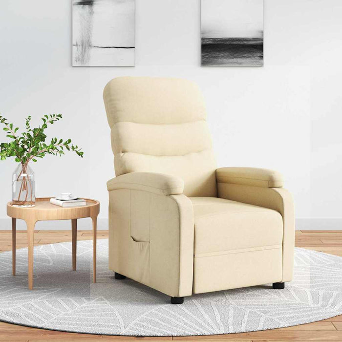 Fotoliu rabatabil, crem, material textil WALTI