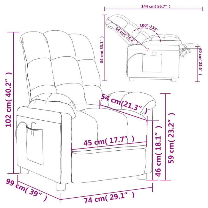 Fotoliu de masaj, crem, material textil - WALTI WALTI