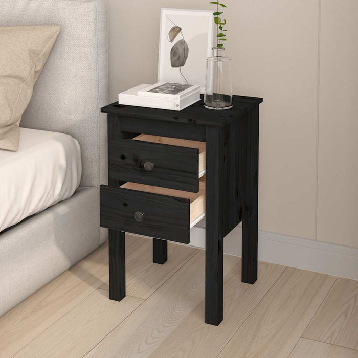 Noptiere, 2 buc., negru, 40x35x61,5 cm, lemn masiv de pin WALTI