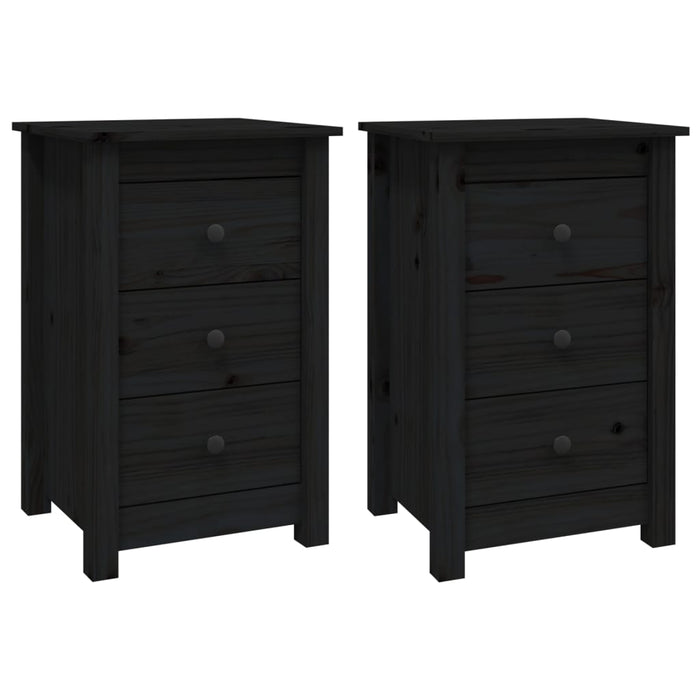 Noptiere, 2 buc., negru, 40x35x61,5 cm, lemn masiv de pin WALTI