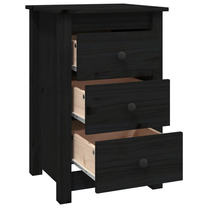 Noptiere, 2 buc., negru, 40x35x61,5 cm, lemn masiv de pin WALTI