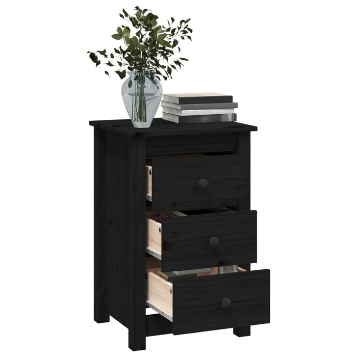 Noptiere, 2 buc., negru, 40x35x61,5 cm, lemn masiv de pin WALTI