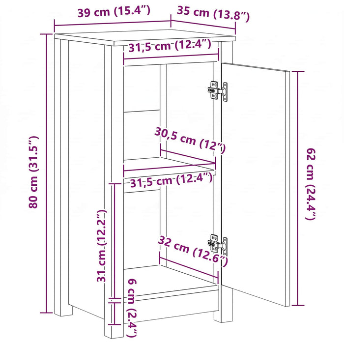 Servante, 2 buc., gri, 39x35x80 cm, lemn masiv de pin - WALTI WALTI