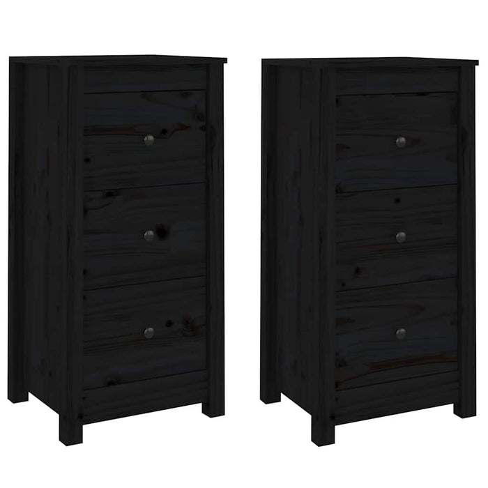 Servante, 2 buc., negru, 40x35x80 cm, lemn masiv de pin - WALTI WALTI