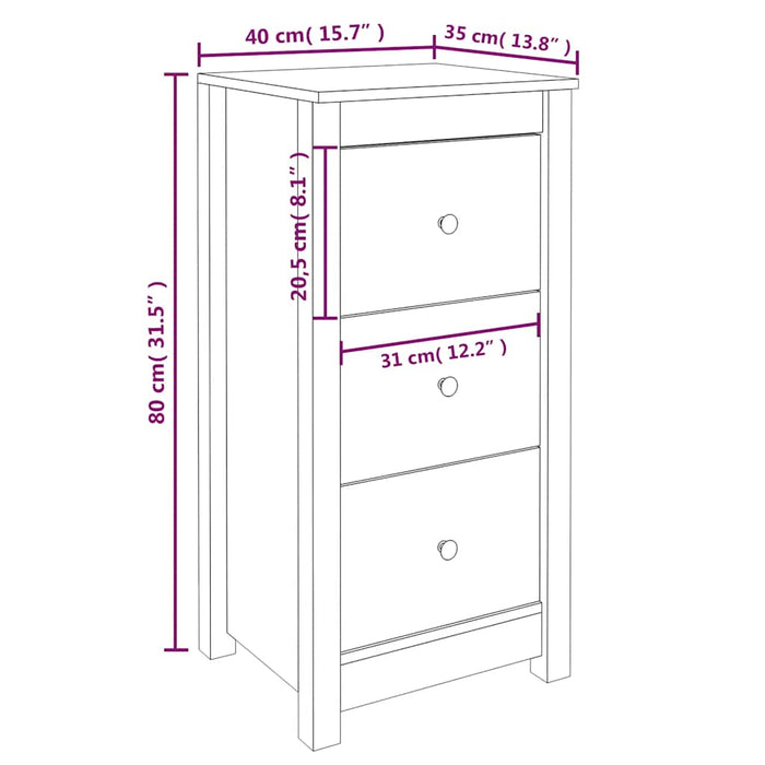 Servante, 2 buc., negru, 40x35x80 cm, lemn masiv de pin - WALTI WALTI