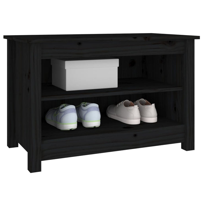 Bancă pentru pantofi, negru, 70x38x45,5 cm, lemn masiv de pin - WALTI WALTI