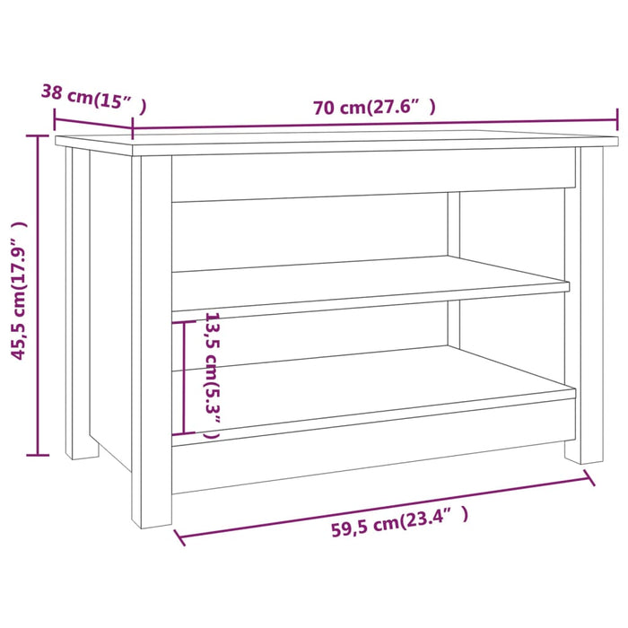 Bancă pentru pantofi, negru, 70x38x45,5 cm, lemn masiv de pin - WALTI WALTI