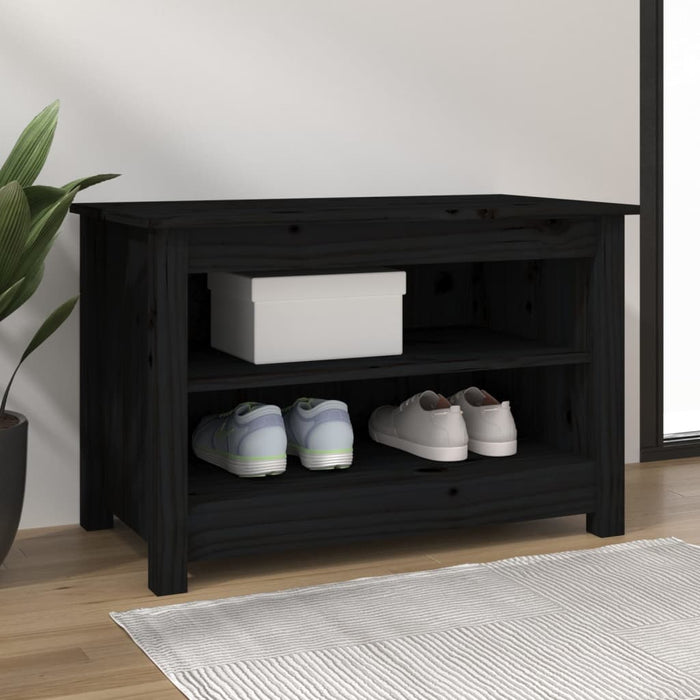 Bancă pentru pantofi, negru, 70x38x45,5 cm, lemn masiv de pin - WALTI WALTI