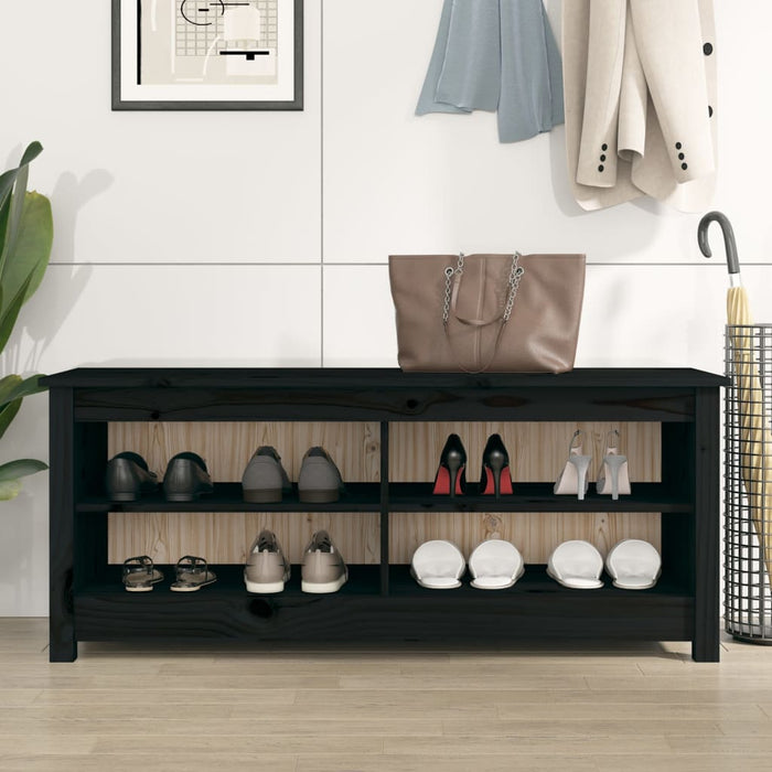 Bancă pentru pantofi, negru, 110x38x45,5 cm, lemn masiv de pin - WALTI WALTI