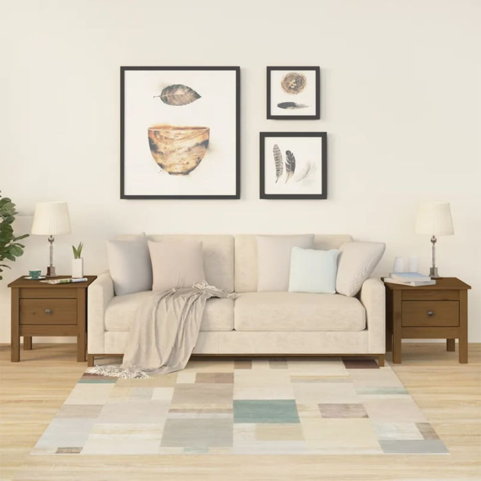 Mese laterale 2 buc. maro miere 40x40x39 cm lemn masiv de pin - WALTI WALTI