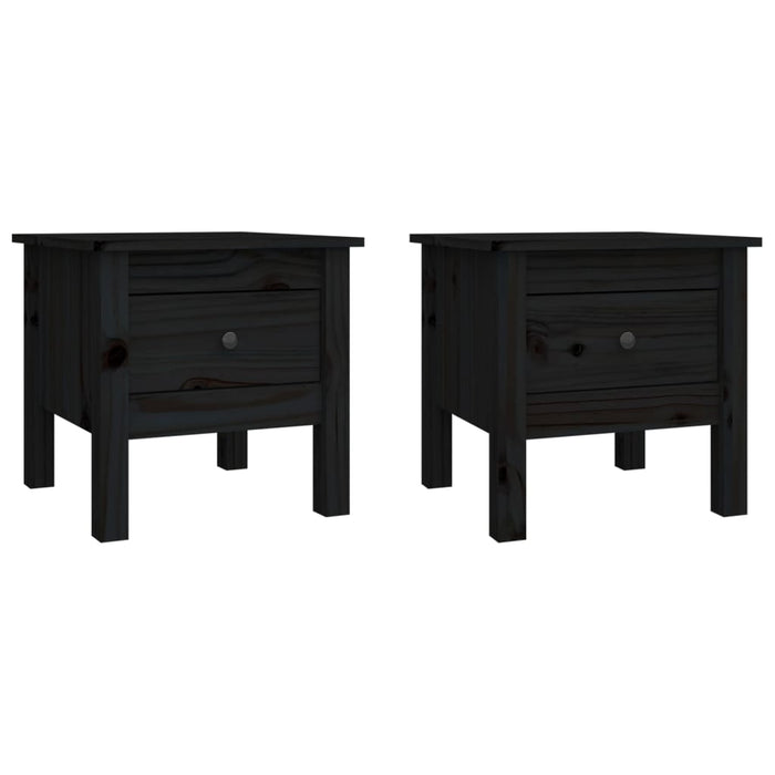 Mese laterale, 2 buc., negru, 40x40x39 cm, lemn masiv de pin - WALTI WALTI