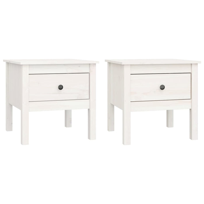 Mese laterale, 2 buc., alb, 50x50x49 cm, lemn masiv de pin WALTI