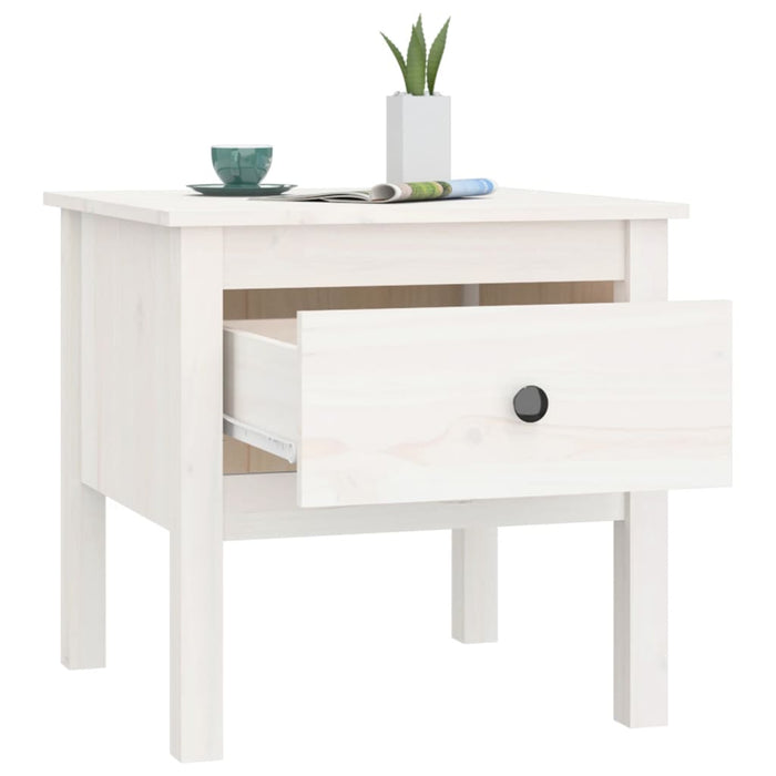 Mese laterale, 2 buc., alb, 50x50x49 cm, lemn masiv de pin WALTI
