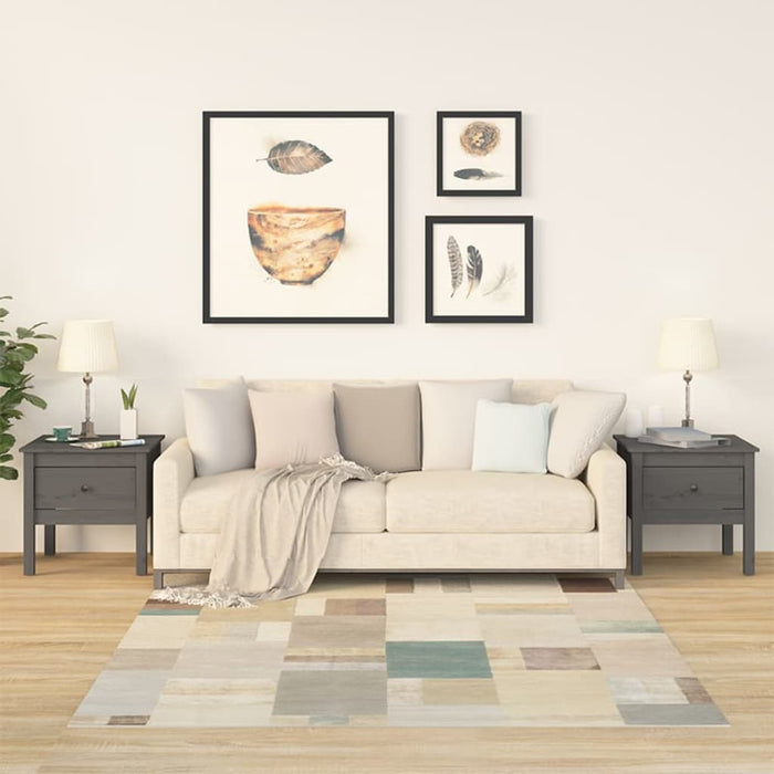 Mese laterale, 2 buc., gri, 50x50x49 cm, lemn masiv de pin - WALTI WALTI